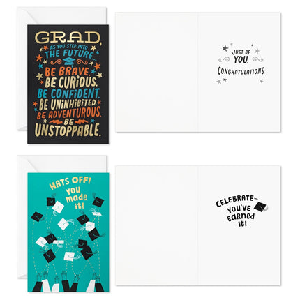 Graduation Congrats Card Assortment - 4 Designs, 12 Cards with Envelopes