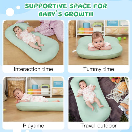 Green Organic Cotton Baby Lounger for Newborns 0-24 Months