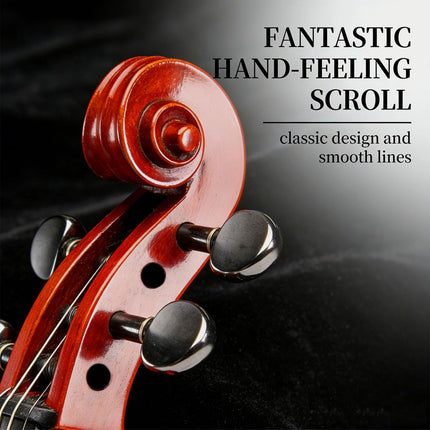 4/4 Full Size Acoustic Cello Kit for Adults, Students & Beginners - Red