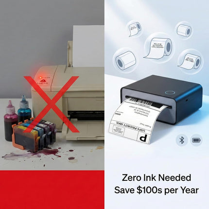 4x6 Wireless Bluetooth Thermal Shipping Label Printer with Rechargeable Battery