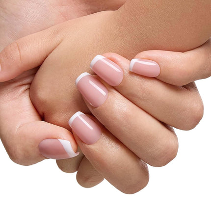 Extra Short White French Tip Press-On Nails - XS Square, 10 Pcs