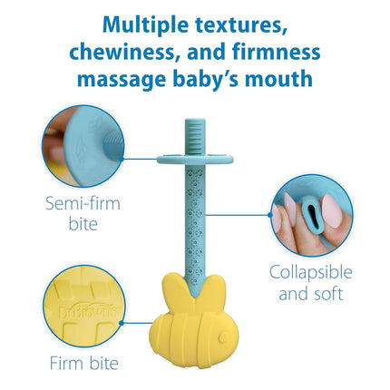 Baby Teething Tubes, Bee and Snail Silicone Teether Sticks, BPA Free, 3m+, 2-Pack