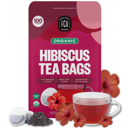 Organic Hibiscus Herbal Tea Bags, 100 Count, Caffeine Free