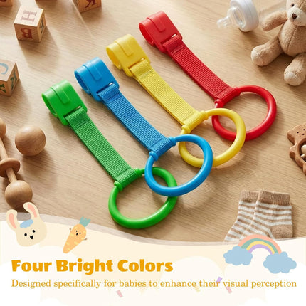 8Pcs Baby Playpen Pull up Rings, 4 Colors