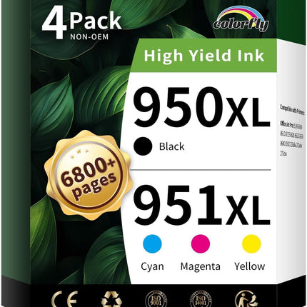Compatible 950XL and 951XL Ink Cartridge Combo Pack, 4 Pack