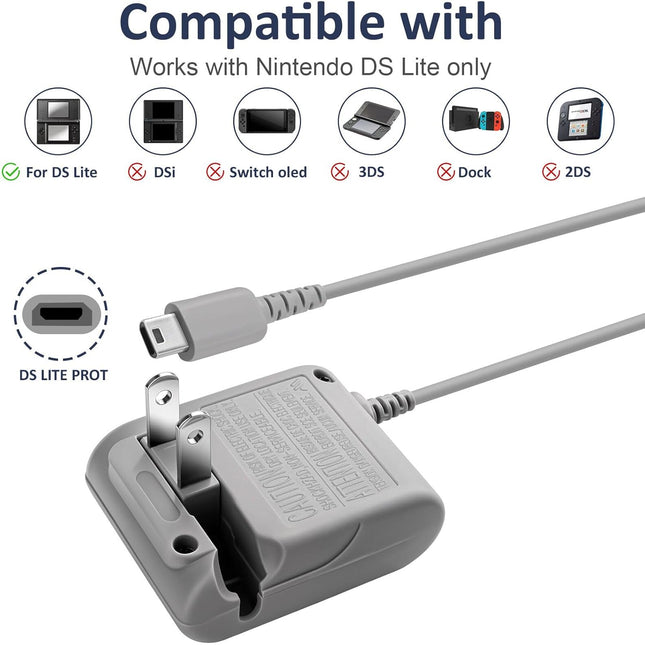 DS Lite Power Charger Wall Plug Adapter with USB Charging Cable