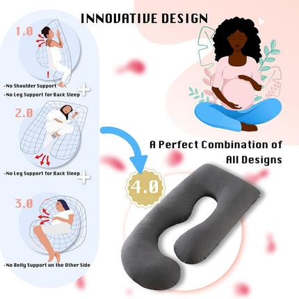 57 Inch Full Body Pregnancy Pillow with Washable Velvet Cover