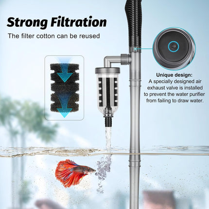 PawHaven RefugioPata Hygger 5 in 1 Electric Aquarium Gravel Cleaner, 360GPH Automatic Fish Tank — Pet Supplies