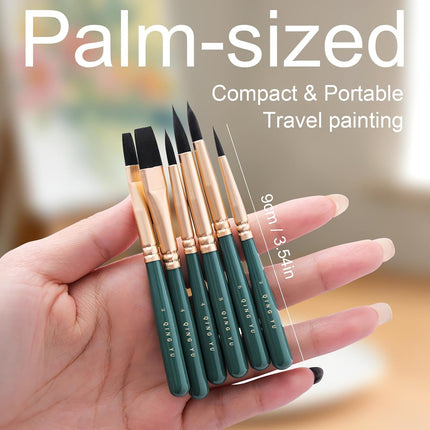 6-Piece Mini Travel Watercolor Brush Set, Green