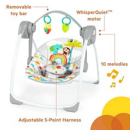 Playful Paradise Portable Compact Automatic Baby Swing with Music, Unisex, Newborn+