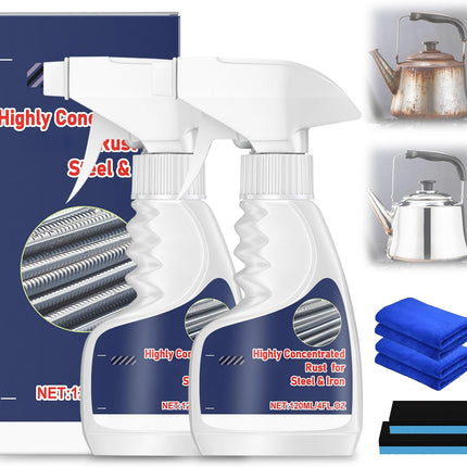 2-Piece Highly Concentrated Heavy Duty Rust Remover Spray for Steel, Iron, Tools & Stainless Steel - 240ML
