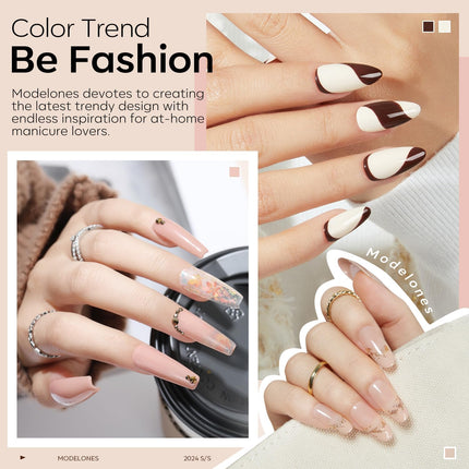 Nude Gel Nail Polish Set - 6 Neutral Milky White, Pink and Brown Colors