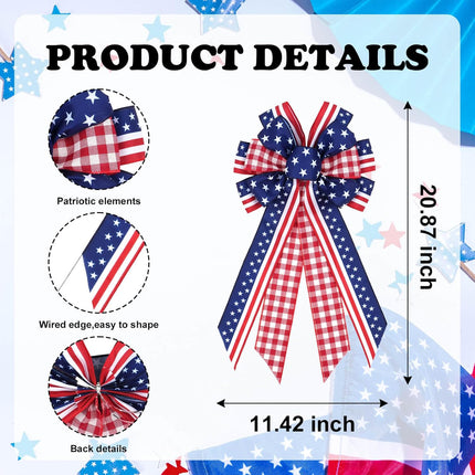 Large Patriotic Wreath Bow for Front Door Decor