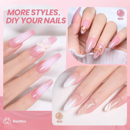 Nude Gel Nail Polish Set - 6 Sheer Jelly Colors