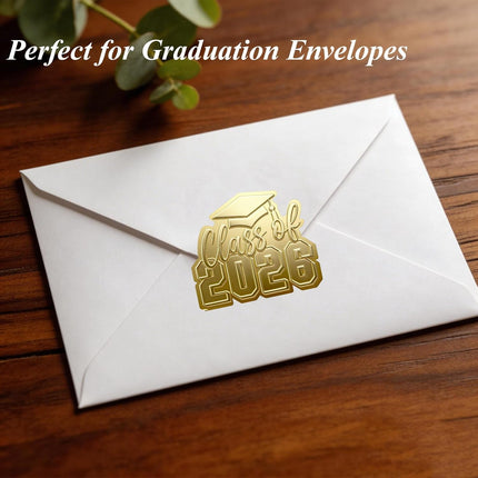60pc Class of 2026 Clear Gold Foil Graduation Stickers