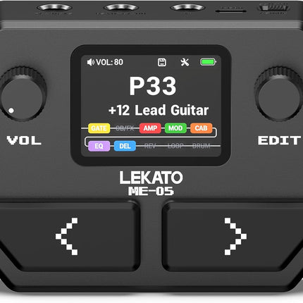 Multi Effects Guitar Pedal with Amp Models, Cab Sims, Looper, Drum Rhythms, NAM/IR Support, USB Audio Interface and OTG Function, Black