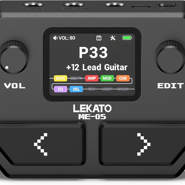 Multi Effects Guitar Pedal with Amp Models, Cab Sims, Looper, Drum Rhythms, NAM/IR Support, USB Audio Interface and OTG Function, Black
