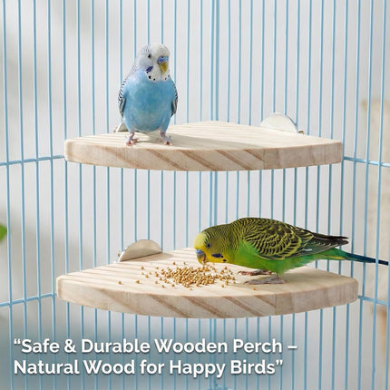 2-Piece Fan-Shaped Wood Flat Perch Set for Bird Cages