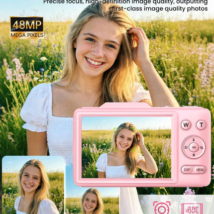 Pink 4K Autofocus Vlogging Camera with 16X Zoom and 32GB Card