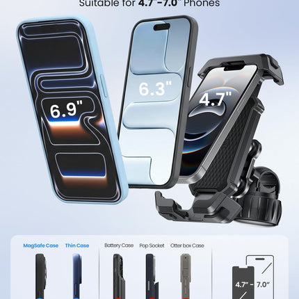Anti-Shake Motorcycle Phone Mount with Dual Vibration Dampener