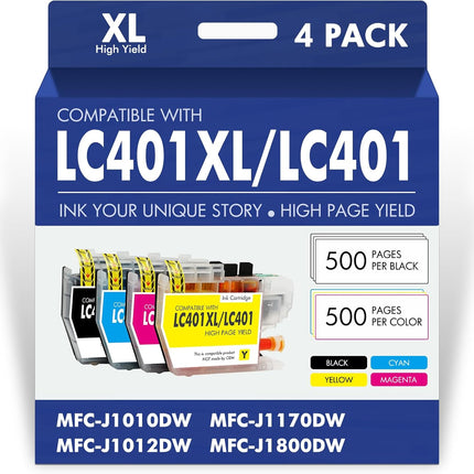 LC401XL LC401 Ink Cartridge 4-Pack for Select MFC-J Printers