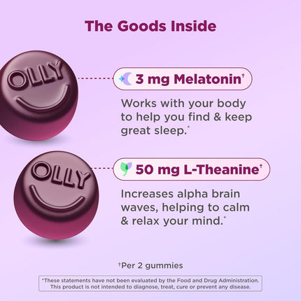 OLLY Sleep Gummies ingredients melatonin L-theanine