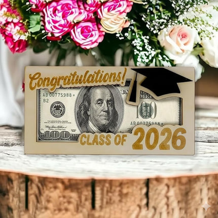 Class of 2026 Graduation Wooden Money Holder Box