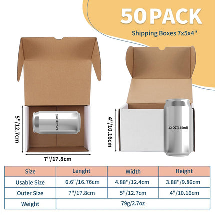 7x5x4 White Corrugated Shipping Boxes, Set of 50