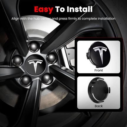 4 Pack 2.2 in Wheel Center Hub Cap Kit with Lug Nut Covers, Black & Silver