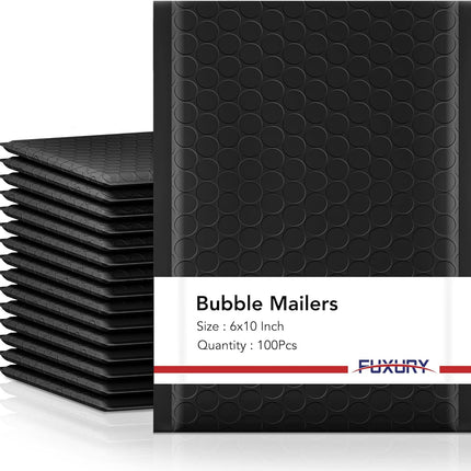 Black 6x10 Bubble Mailers, 100 Pack