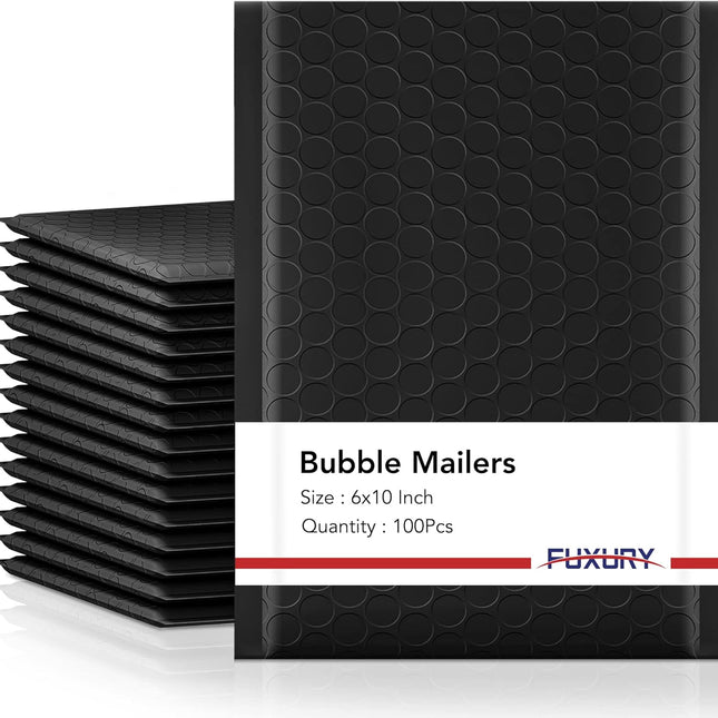 Black 6x10 Bubble Mailers, 100 Pack