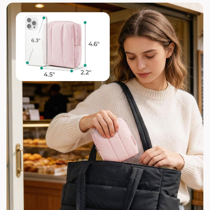 Small Black Travel Makeup Bag with Slip-In Pocket