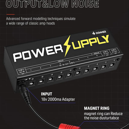 SourceToHome FuenteACasa Donner DP-1 Guitar Power Supply 10 Isolated DC Output — Home & Lifestyle