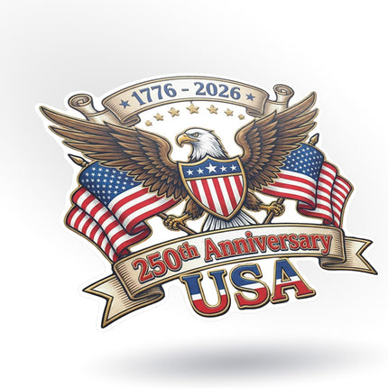 250th Anniversary USA Sticker 3 Pack - 1776-2026 Patriotic Eagle Vinyl Decals