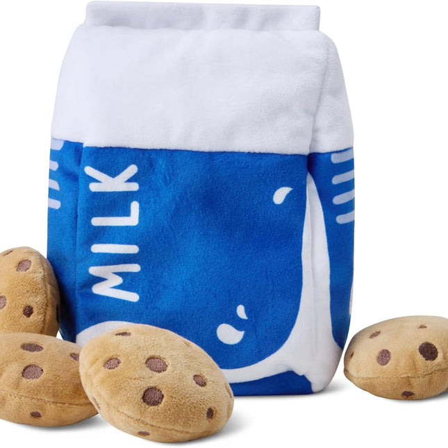 Interactive Dog Squeak Toys with Milk Carton and Cookies