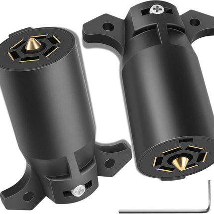 2 Pack Premium 7 Pin Trailer Plug With Built-In Brass Terminals