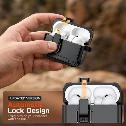Secure Lock Case with Phone Stand for Pro 3 Earbuds - Black