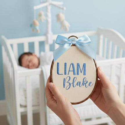 Baby Name Sign with Bows for Welcome Announcements