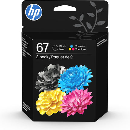 67 Black/Tri-Color Ink Cartridges 2-Pack for Inkjet Printing