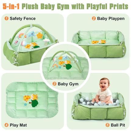 5-in-1 Tummy Time Baby Activity Gym with Giraffe Cartoon Pattern