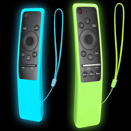 SourcetoHome (2 Pack) Cover for Samsung Remote Silicone Protective Case Compatible with Samsung TV Remote Control Cover BN59 Series Glow in The Dark Remote Skin Sleeve - General - front view