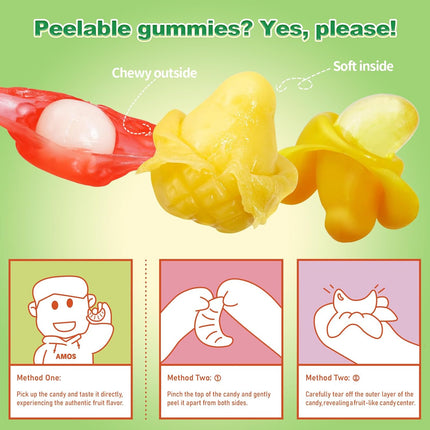 Peelable Exotic Fruit Gummy Candy - 5 Fruit Flavors, 8.47 oz