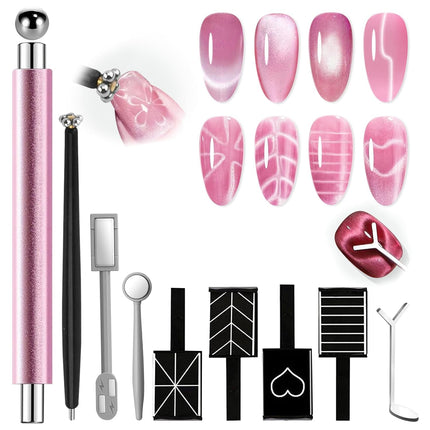 10-Piece Cat Eye Nail Magnet Set in Rose Gold