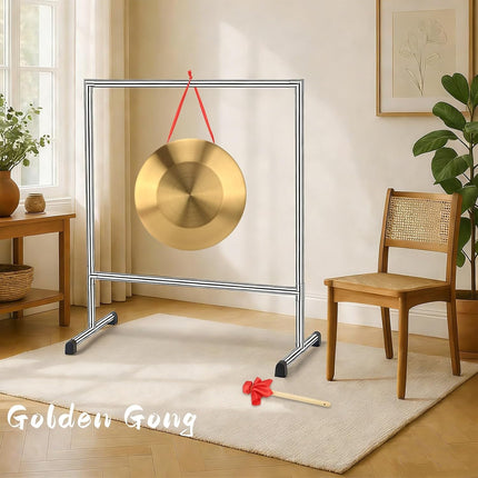 12.6 Inch Copper Alloy Gong with Beater and Red Hanging Ribbon