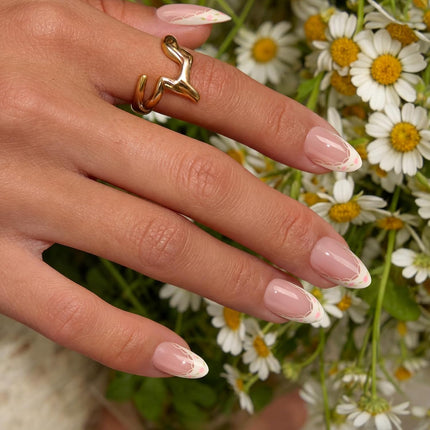 French Tip Press On Nails - Sunprint Dress Pink Short Almond Kit
