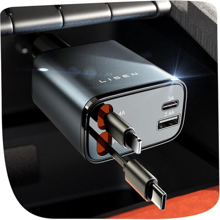 Retractable 84W USB-C Car Charger Adapter