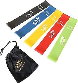 Fit Simplify Resistance Loop Exercise Bands Set of 5 with Guide and Bag
