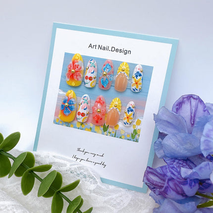 30-Piece Summer Fruit Press-On Nails, Medium Almond French Tip