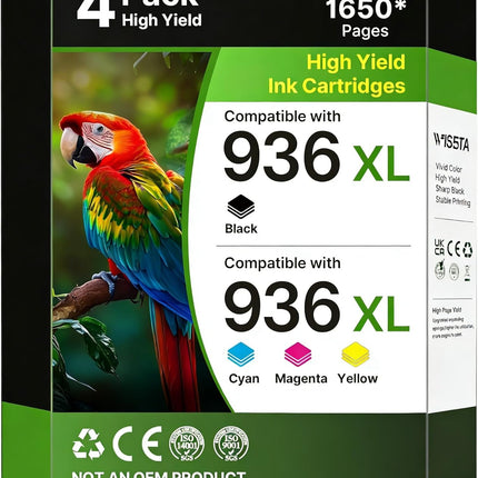 936XL 936 Ink Cartridges, 4-Pack with Smart Tech