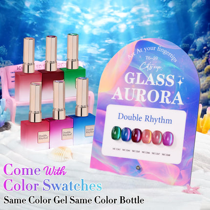 Glass Galaxy Green Magnetic Cat Eye Gel Polish Set of 6